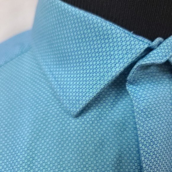 Buttoned Down Mens XL 17/17.5-34/25 Blue Teal Diamond Long sleeve Button Shirt - Picture 4 of 13